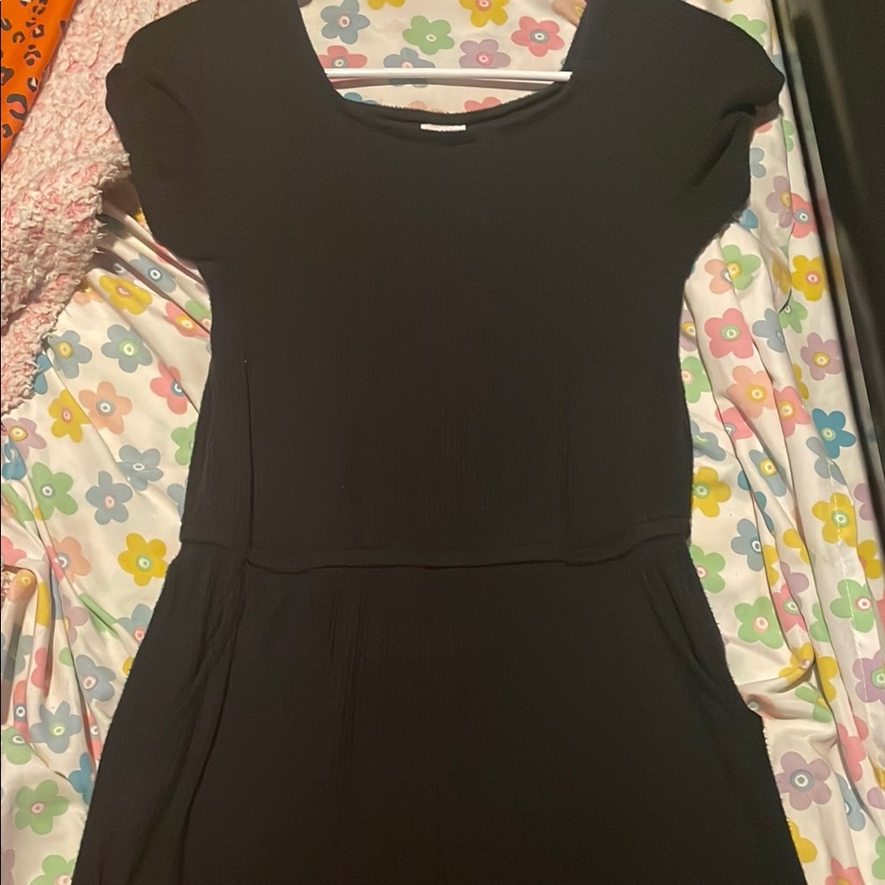 Wonder Nation Black Flutter Sleeve Sheath Dress
